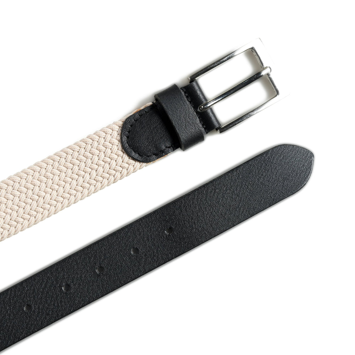 Cream and Black Braided Belt by Classy Leather Bags, view 2