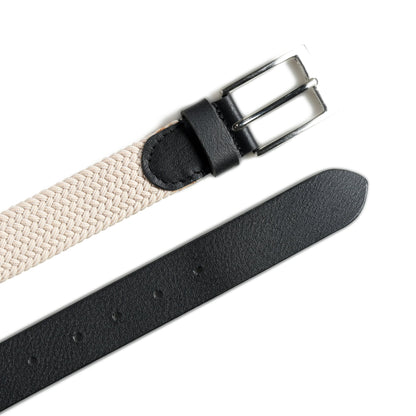 Cream and Black Braided Belt by Classy Leather Bags, view 2