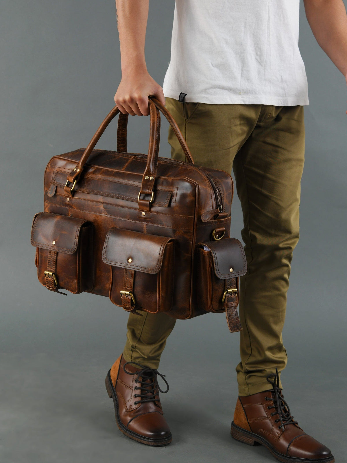 Brown Buffalo Laptop Briefcase by Classy Leather Bags