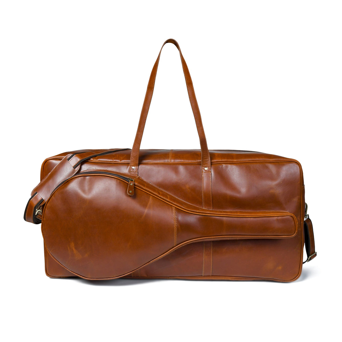 Tan Leather Tennis Duffle by Classy Leather Bags