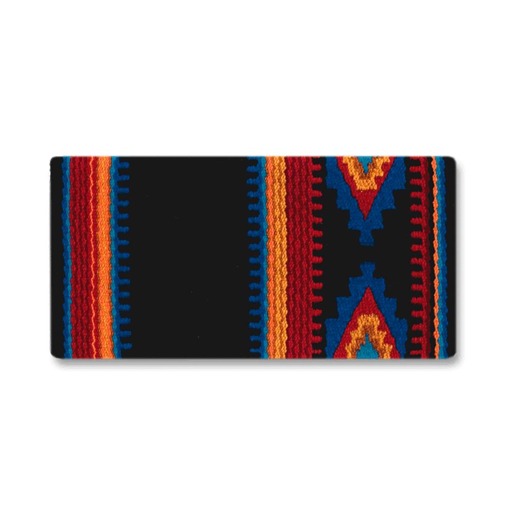 Firecracker Saddle Blanket, Black, Blue and Orange