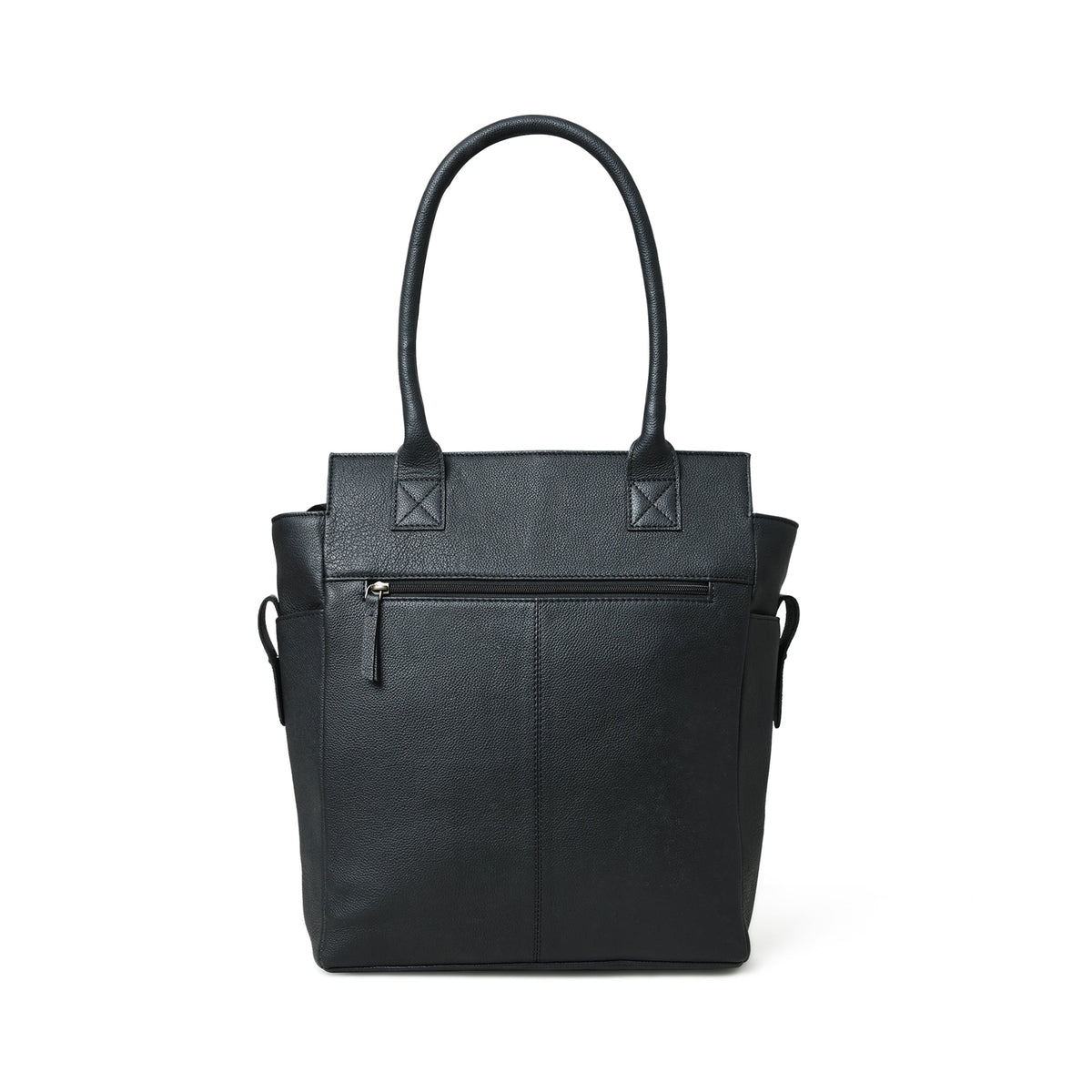 Black Leather Shopper Tote by Classy Leather Bags, view 4