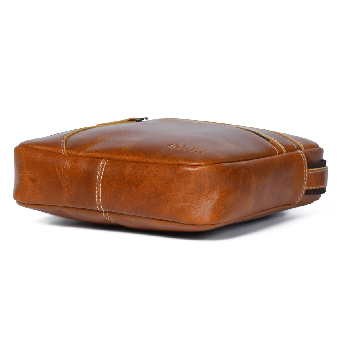 Tan Compact Messenger Bag by Classy Leather Bags, view 2