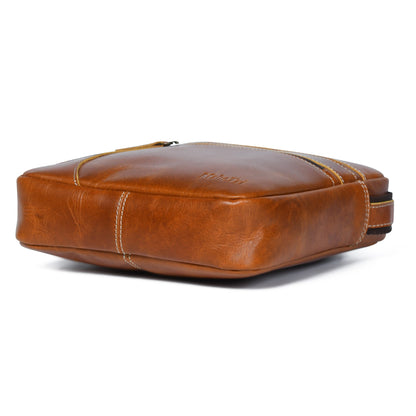 Tan Compact Messenger Bag by Classy Leather Bags, view 2