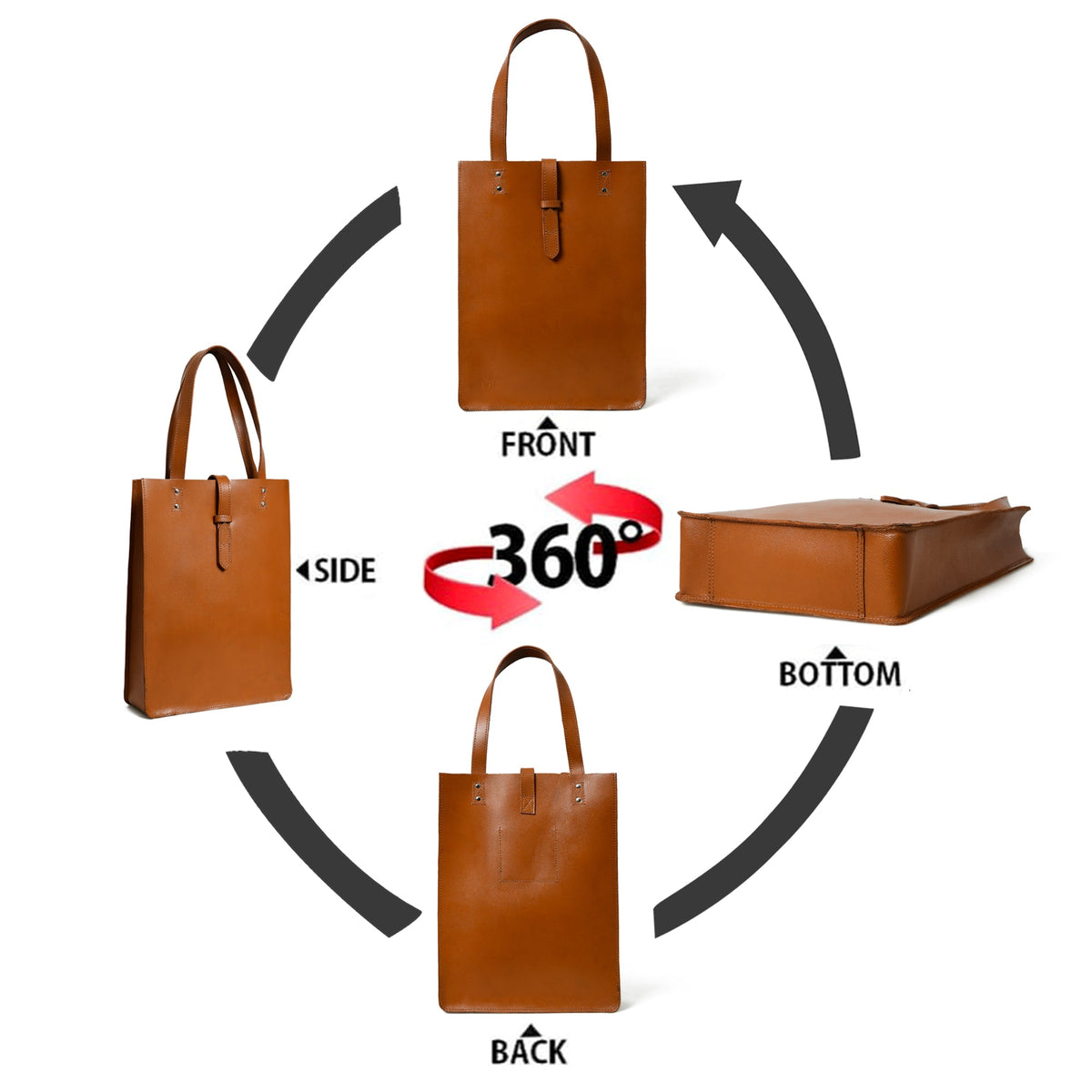 Chestnut Buffalo Leather Tote by Classy Leather Bags, view 5