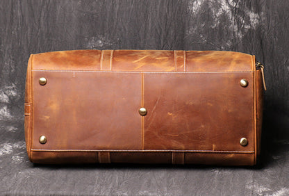 Crazy horse leather weekender bag with shoe compartment by RockCow, view 3