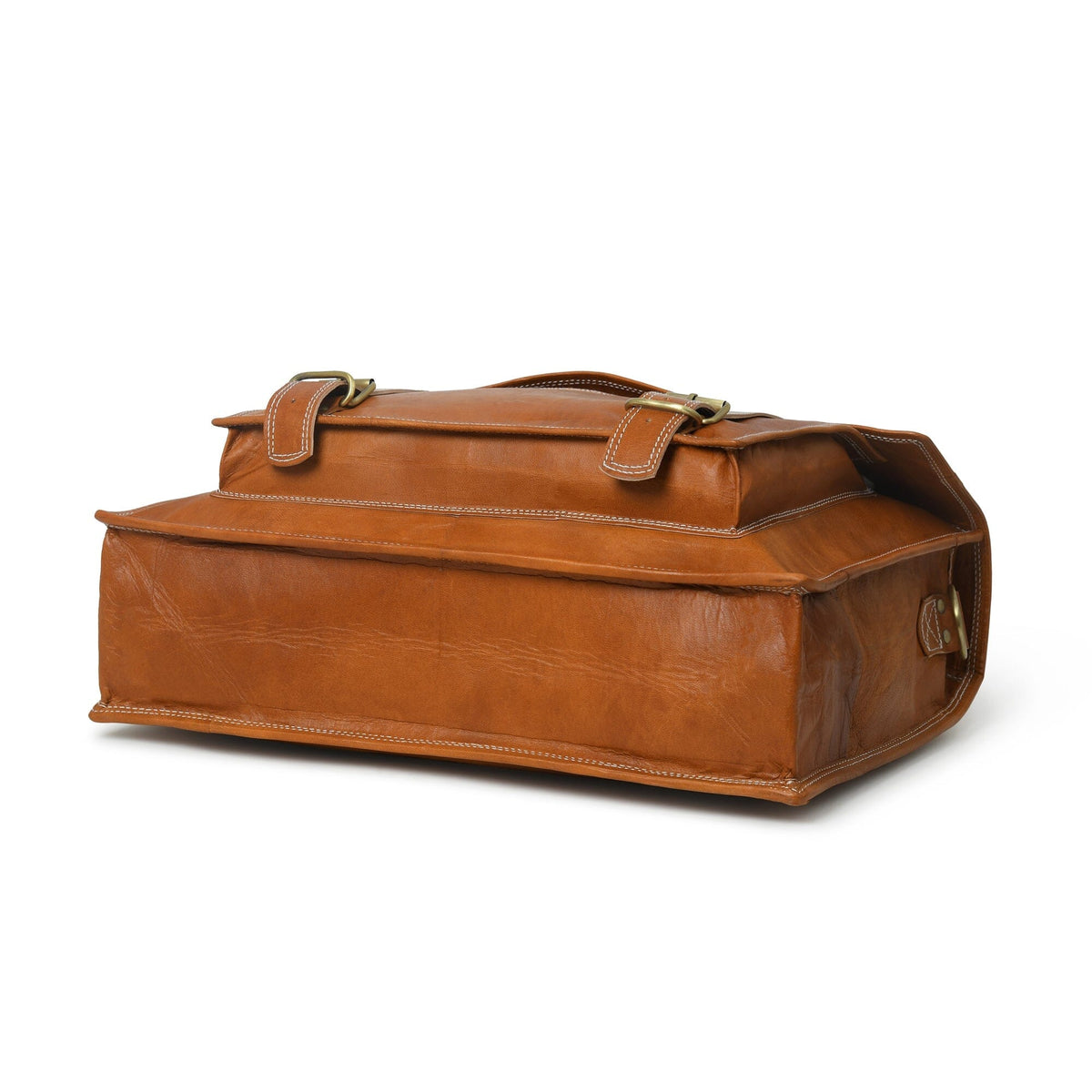 Tan Big Pocket Messenger by Classy Leather Bags, view 4