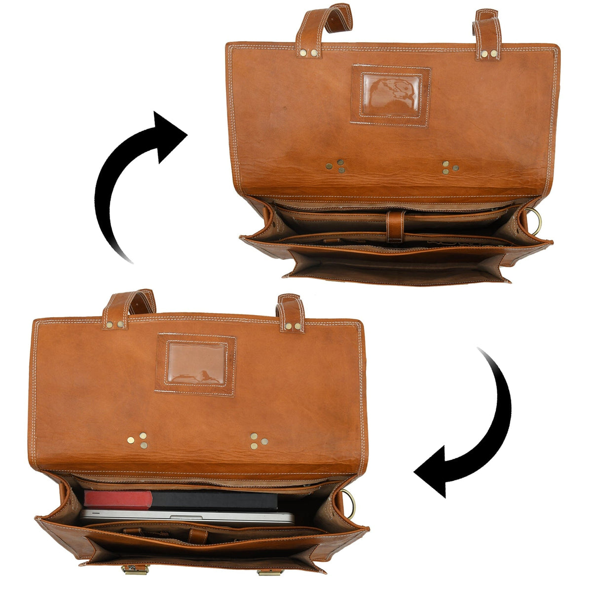 Tan Big Pocket Messenger by Classy Leather Bags, view 3