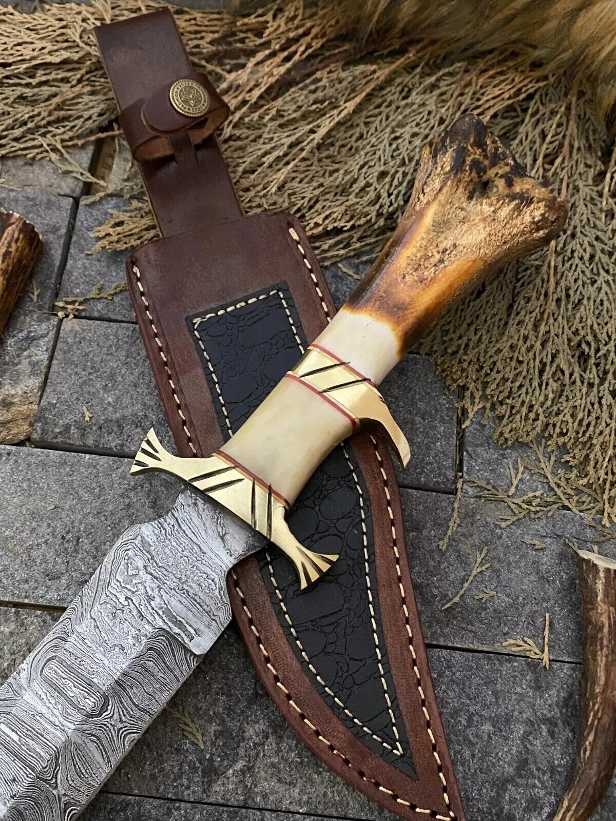 The Polished Bone Brass Guard Bowie | Texan Knives