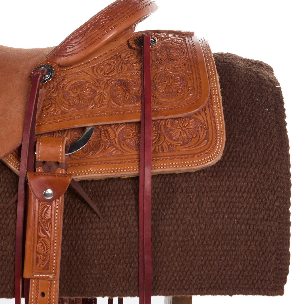 Solid chocolate brown New Zealand wool saddle blanket, view 4