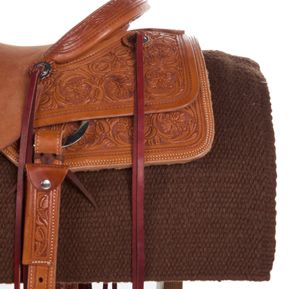 Solid chocolate brown New Zealand wool saddle blanket, view 4