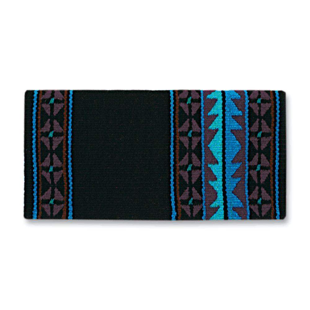 Black, turquoise and teal southwestern pattern wool saddle blanket