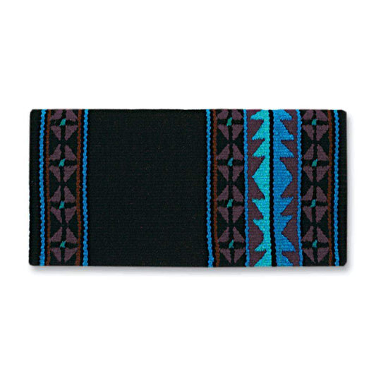 Black, turquoise and teal southwestern pattern wool saddle blanket