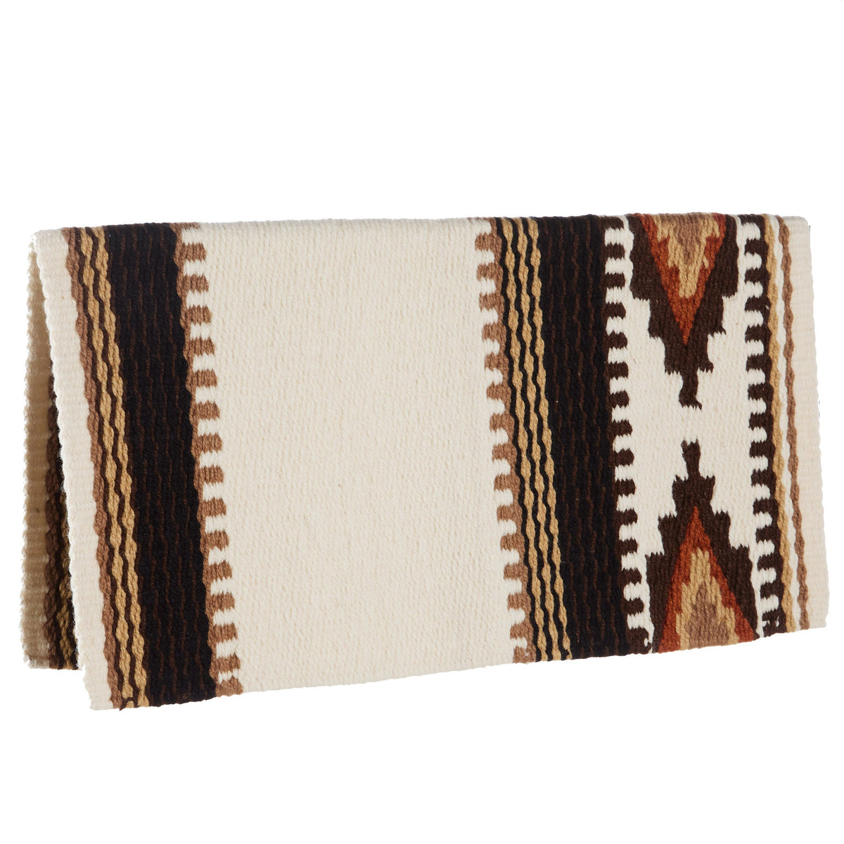Cream, chestnut and fawn patterned New Zealand wool saddle blanket, view 2