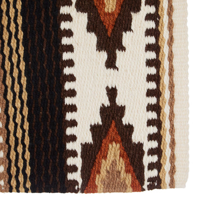 Cream, chestnut and fawn patterned New Zealand wool saddle blanket, view 4
