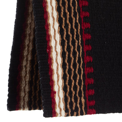 Black, cream, red earth and fawn patterned New Zealand wool saddle blanket, view 3