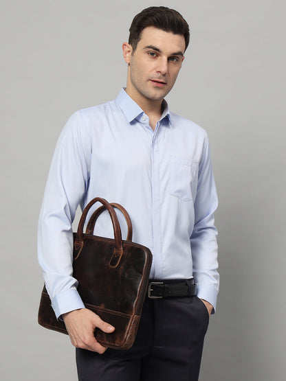 Dark brown buffalo leather laptop briefcase with shoulder strap, view 4