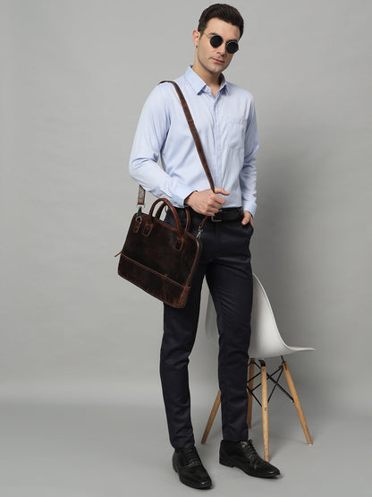 Modernist Dark Brown Laptop Bag by Classy Leather Bags, view 3