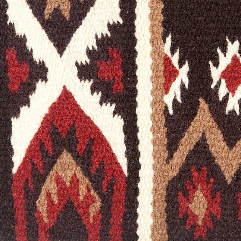 Coffee brown, red and cream Phoenix pattern wool saddle blanket, view 2