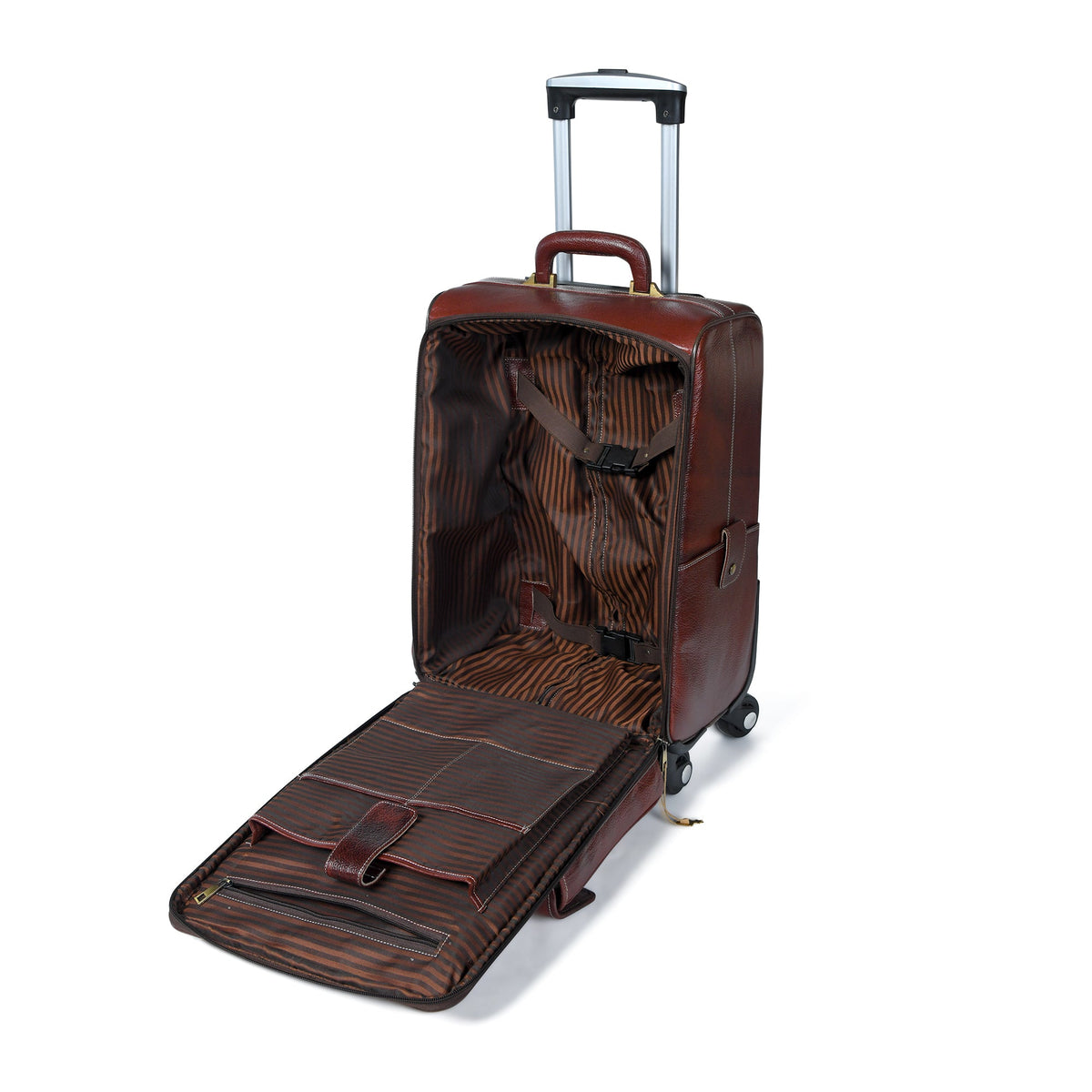 Cherry Brown Carry-On Roller by Classy Leather Bags, view 3