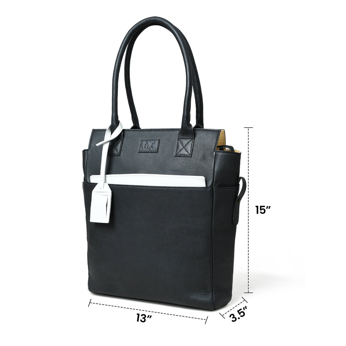 Black Leather Shopper Tote by Classy Leather Bags, view 6