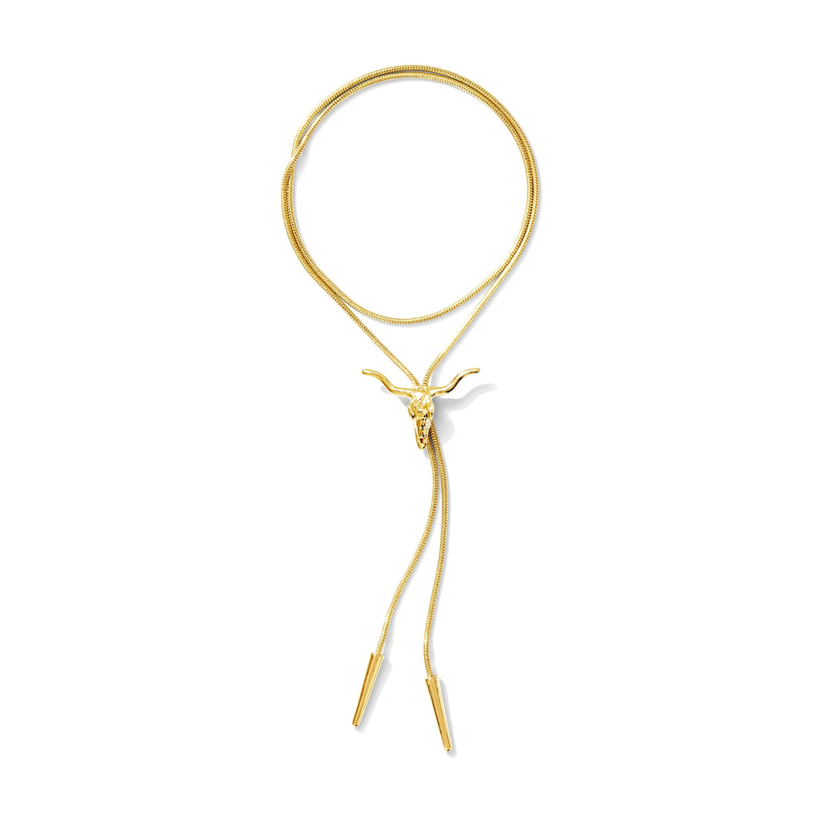Gold plated Longhorn bolo necklace on adjustable chain