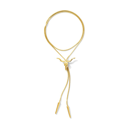 Gold plated Longhorn bolo necklace on adjustable chain