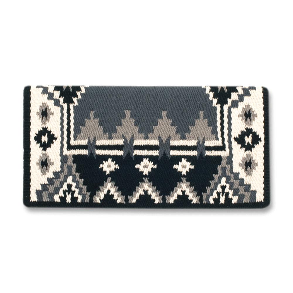 Black, charcoal, ash and cream patterned New Zealand wool saddle blanket