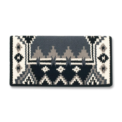 Black, charcoal, ash and cream patterned New Zealand wool saddle blanket