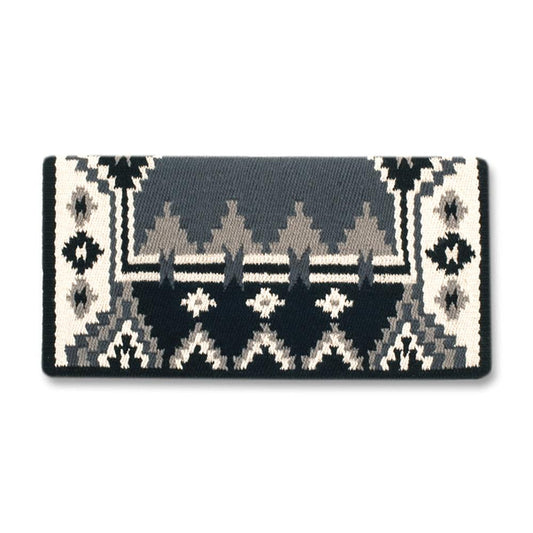 Black, charcoal, ash and cream patterned New Zealand wool saddle blanket
