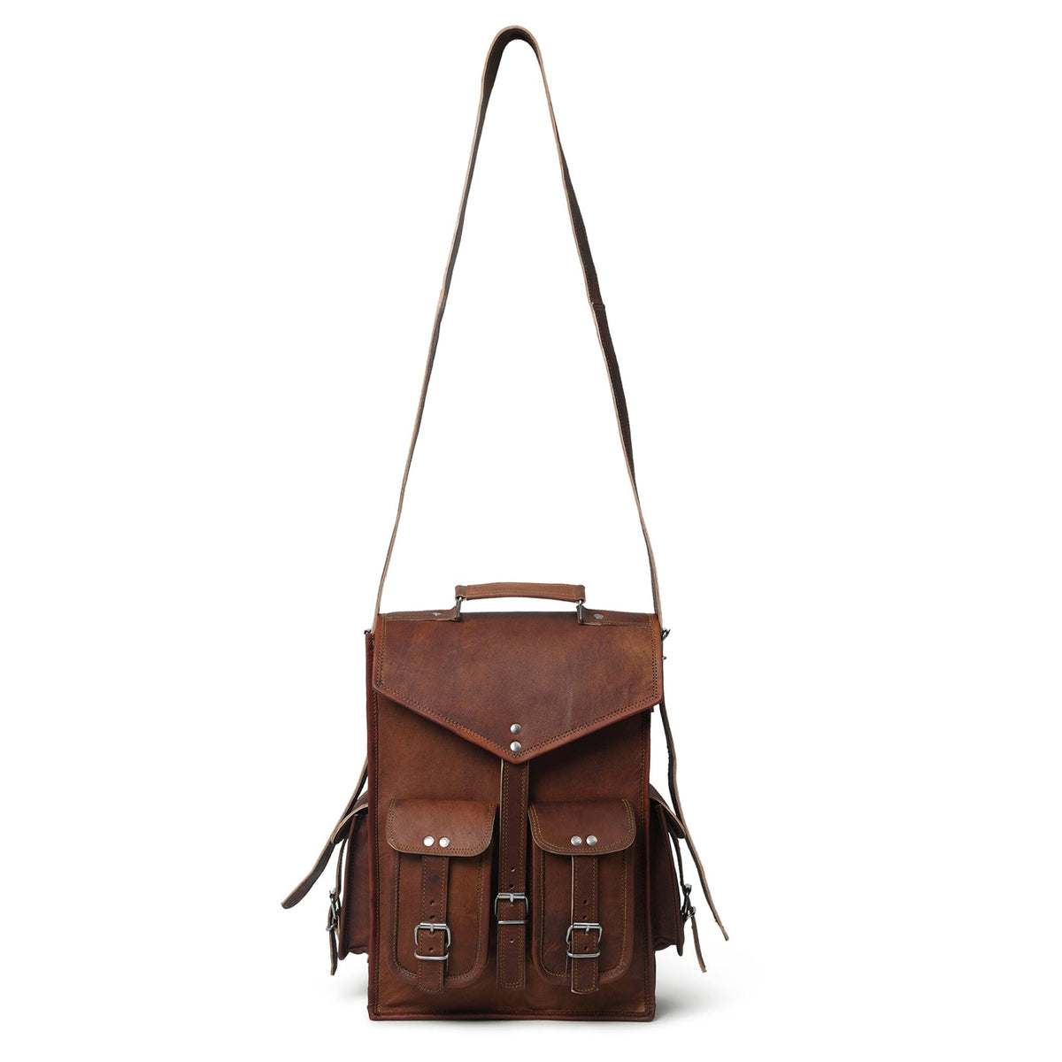 Vintage Brown Convertible Backpack by Classy Leather Bags, view 2
