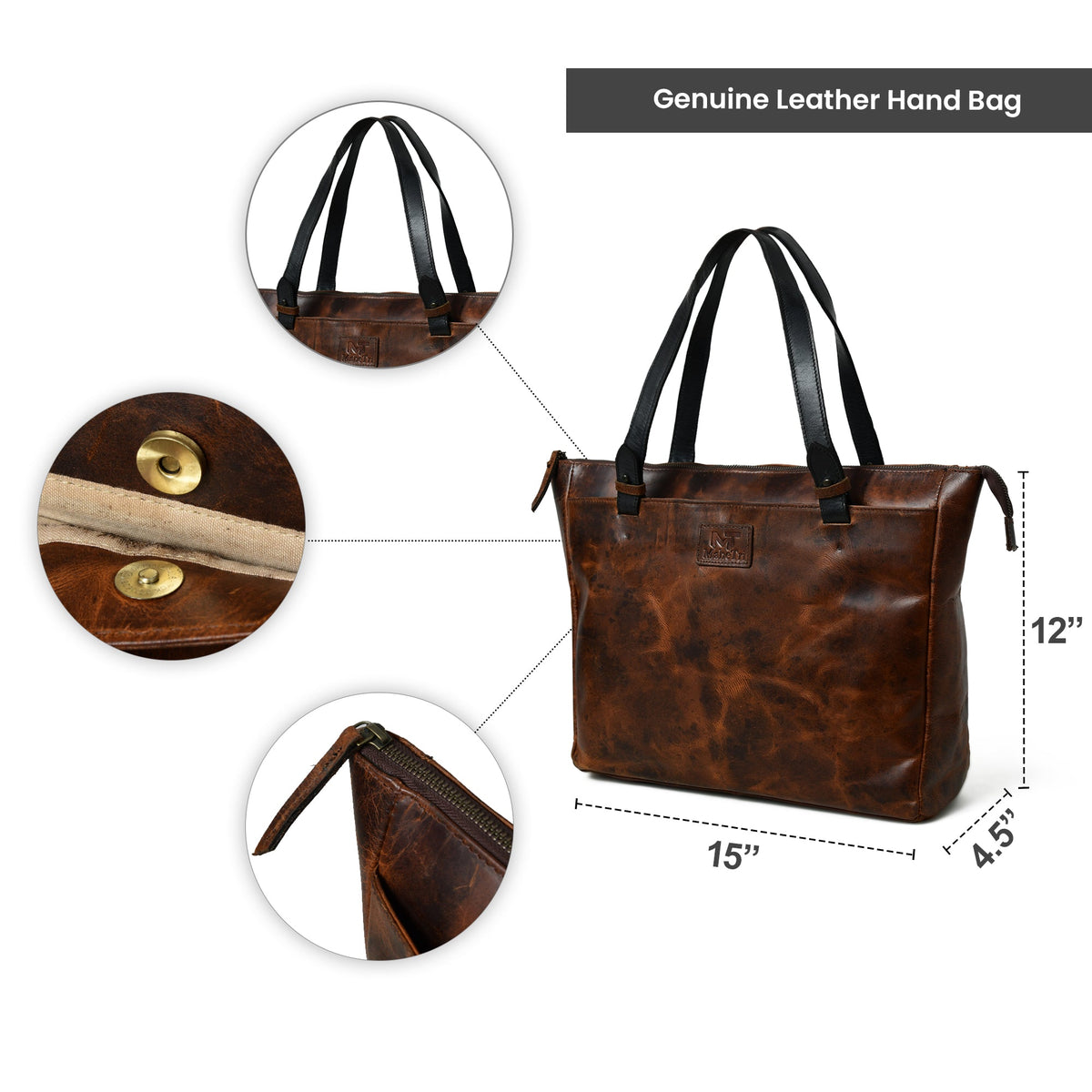 Buffalo Leather Office Tote by Classy Leather Bags, view 6