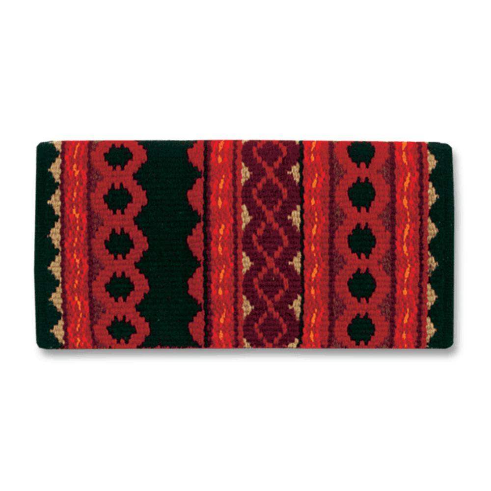 Black, red earth and burgundy patterned New Zealand wool saddle blanket