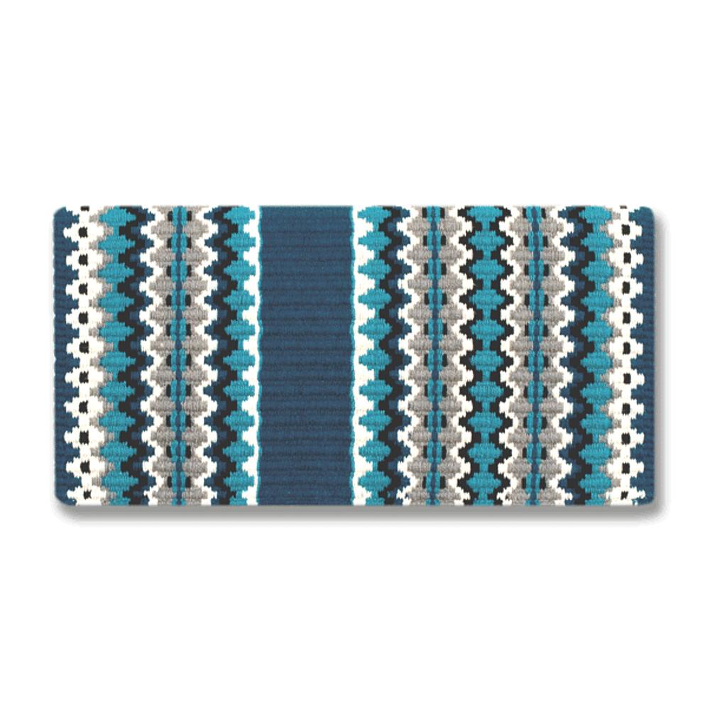 Branding Iron Saddle Blanket, Ocean Blue and Sea Breeze