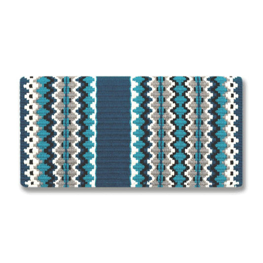 Branding Iron Saddle Blanket, Ocean Blue and Sea Breeze