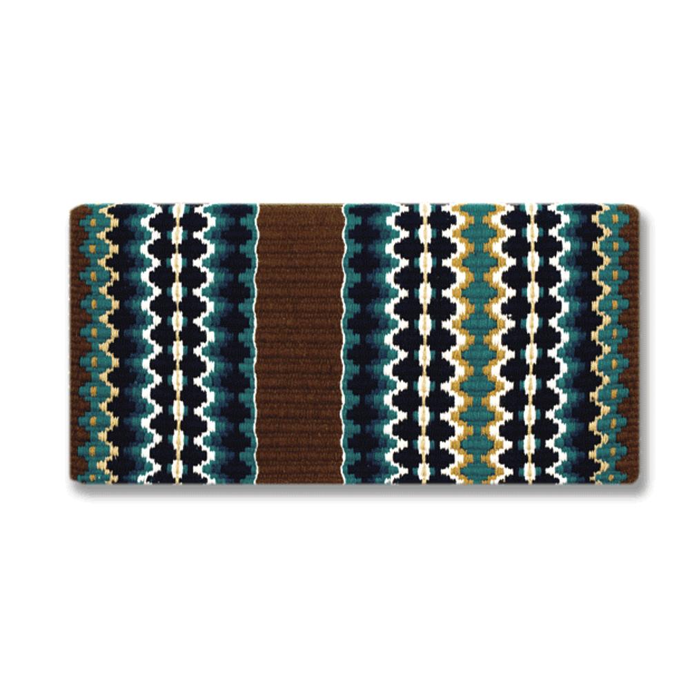 Branding Iron Saddle Blanket, Chocolate, Teal and Gold