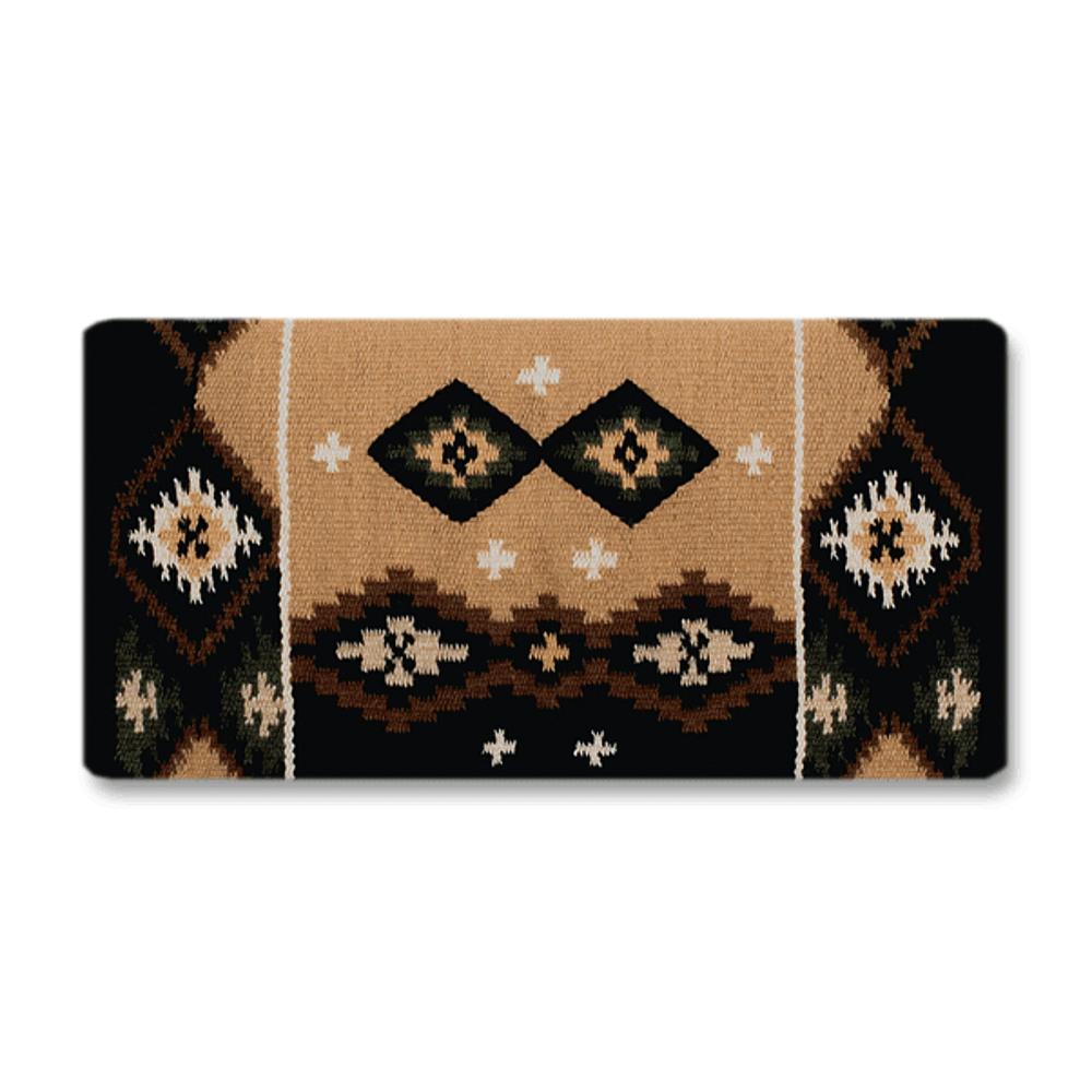 Square Cut Saddle Blanket, Indian Tan, Olive and Gold