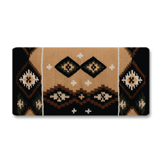 Square Cut Saddle Blanket, Indian Tan, Olive and Gold