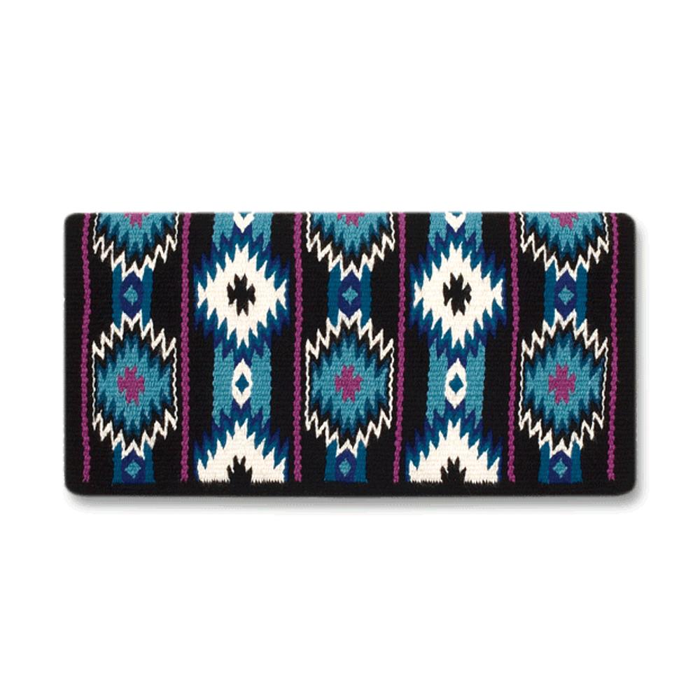 2x2 Saddle Blanket, Black, Turquoise and Royal Blue