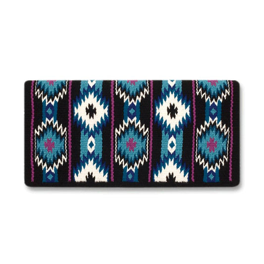 2x2 Saddle Blanket, Black, Turquoise and Royal Blue