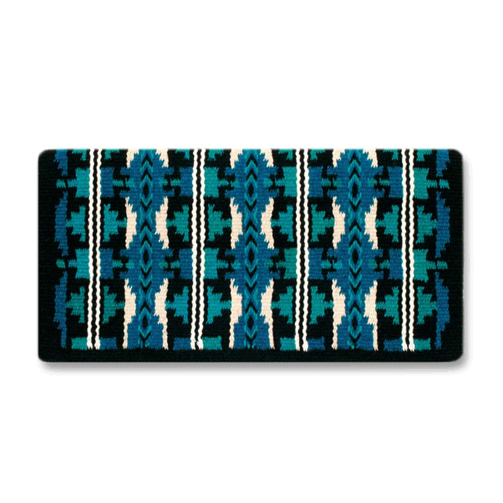 Broken Arrow Saddle Blanket, Ecru, Teal and Ocean Blue