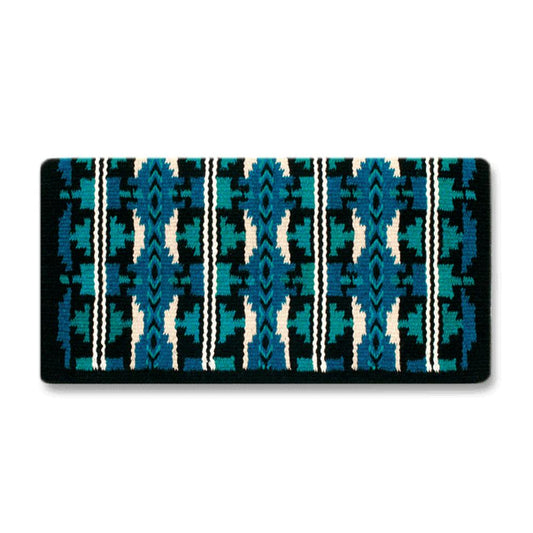 Broken Arrow Saddle Blanket, Ecru, Teal and Ocean Blue