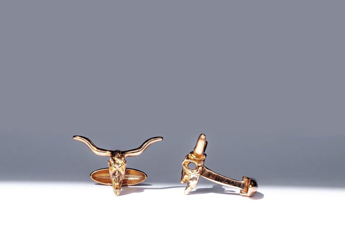 Gold plated Texas Longhorn cufflinks, view 5