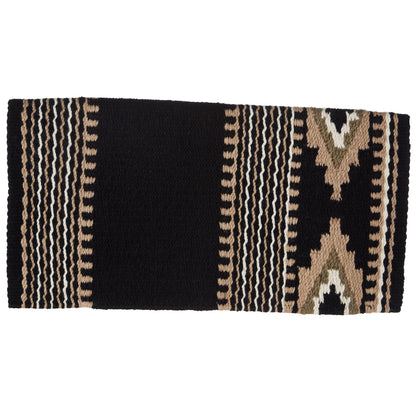 Black, sand, taupe and cream patterned New Zealand wool saddle blanket