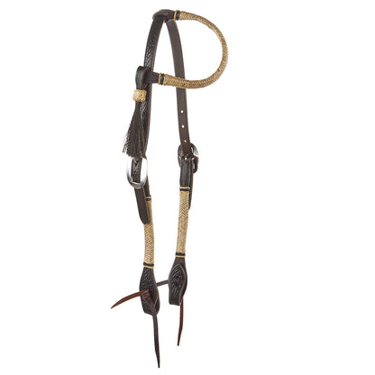 Shoo Fly Tassel Single Ear Headstall, Natural Rawhide