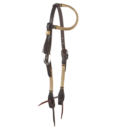 Shoo Fly Tassel Single Ear Headstall, Natural Rawhide