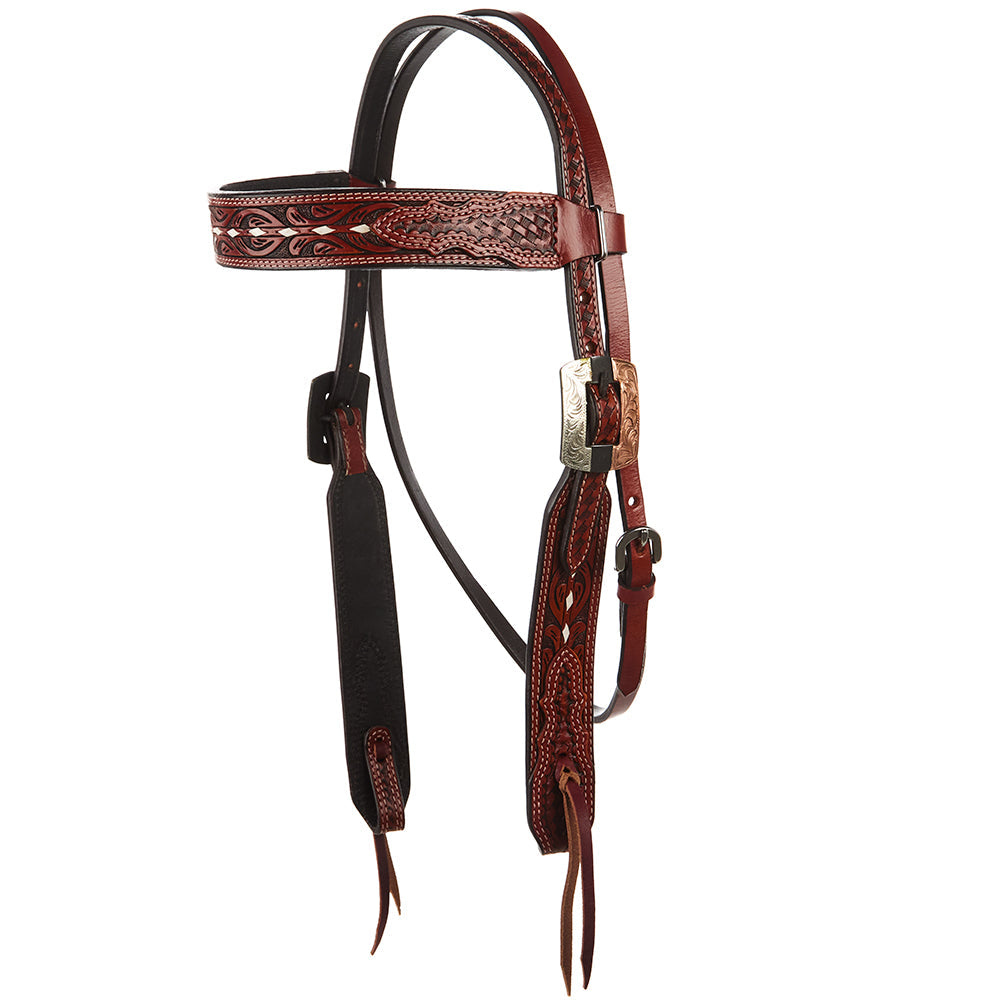 White Buckstitch Ranger Browband Headstall