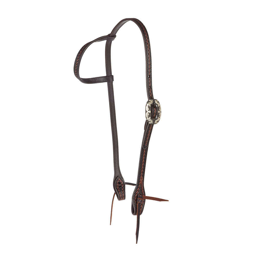 Silver Scroll Rope-Tooled Headstall