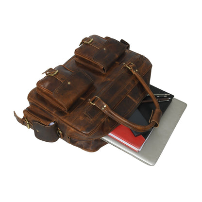 Brown Buffalo Laptop Briefcase by Classy Leather Bags, view 3