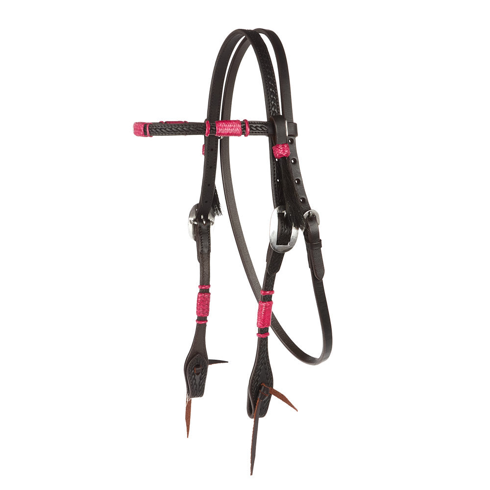 Hot Pink Rawhide Browband Headstall